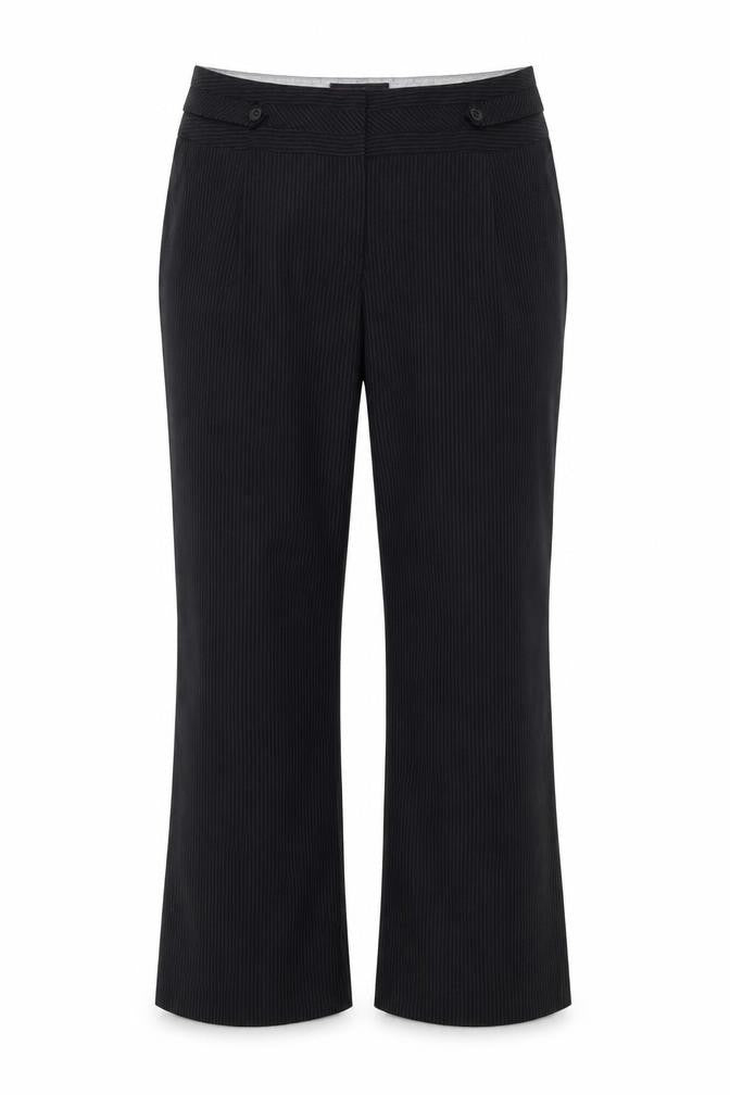 Evie Womens Blue Striped Polyester Trousers Size 18 L32 in Regular Button