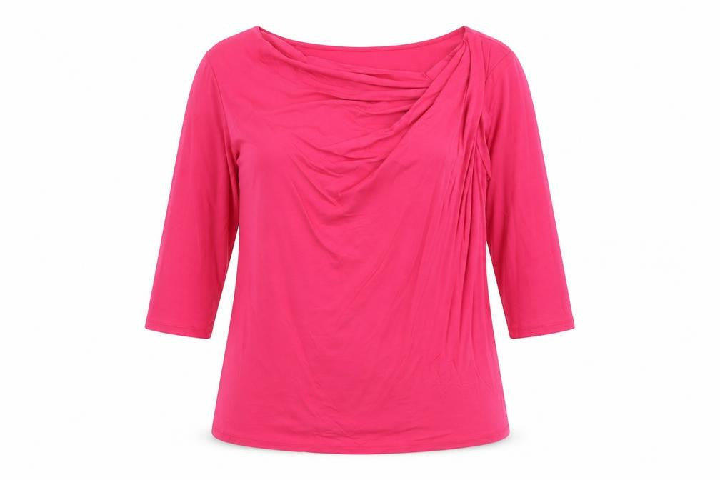 Linea Womens Pink Viscose Basic T-Shirt Size M Round Neck