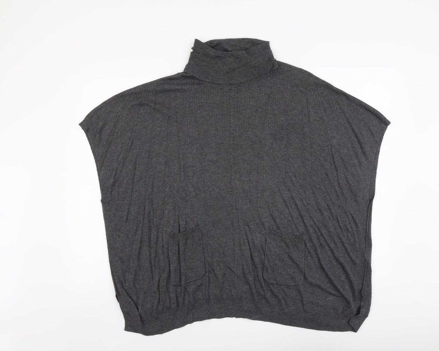 TU Womens Grey Roll Neck Polyamide Vest Jumper Size 10