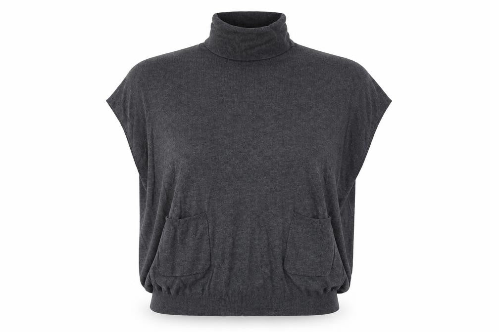 TU Womens Grey Roll Neck Polyamide Vest Jumper Size 10