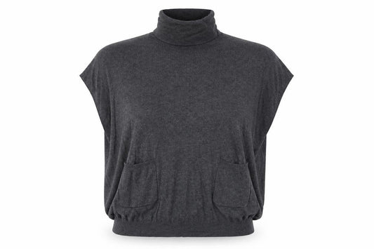 Tu Womens Grey Roll Neck Polyamide Vest Jumper Size 10