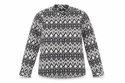 Marks & Spencer Womens Black Geometric Polyester Basic Button-Up Size 10 Round Neck