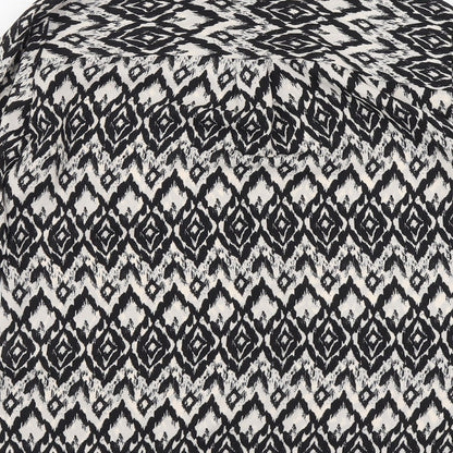 Marks & Spencer Womens Black Geometric Polyester Basic Button-Up Size 10 Round Neck