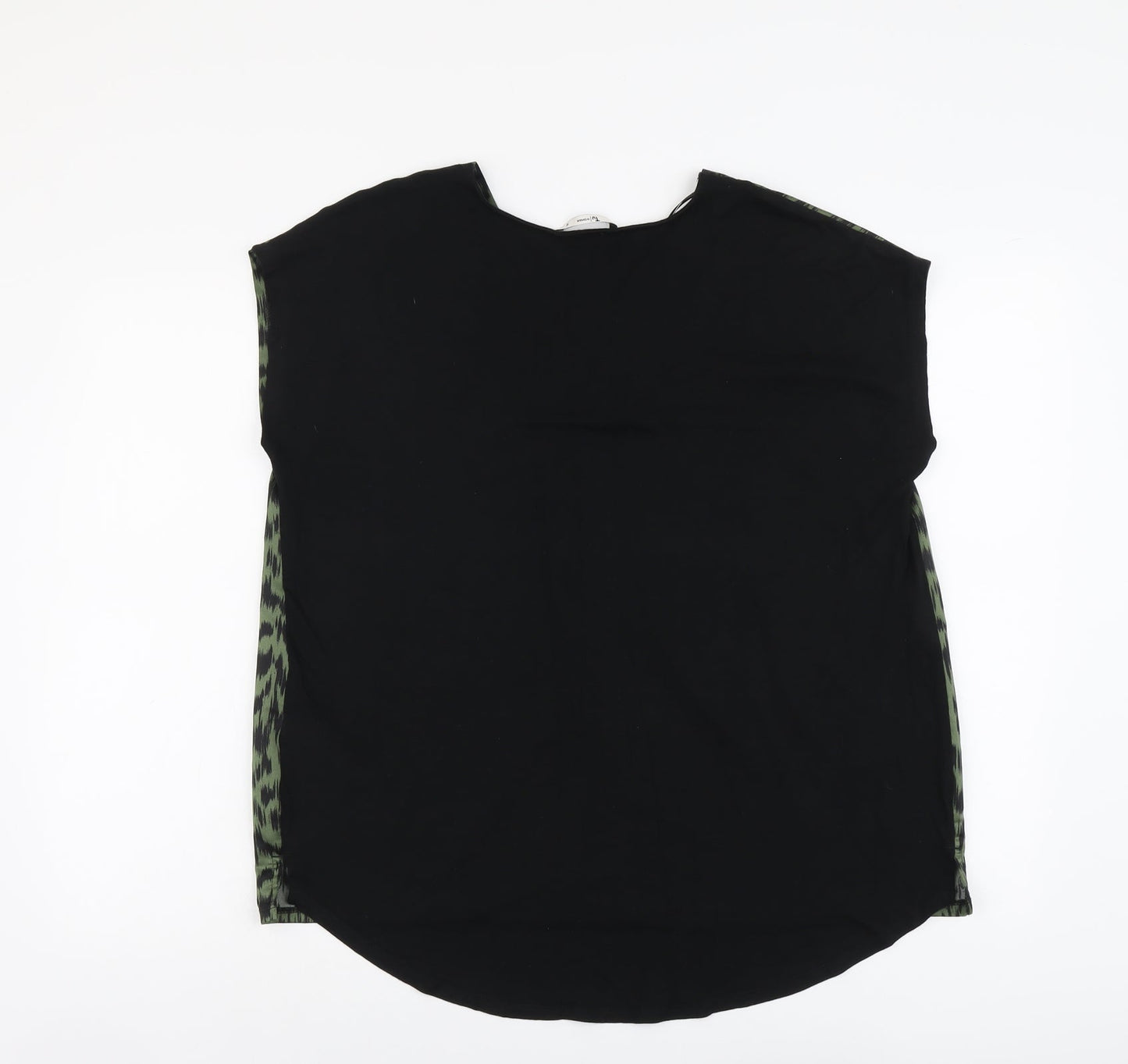 TU Womens Green Geometric Polyester Basic Blouse Size 10 V-Neck