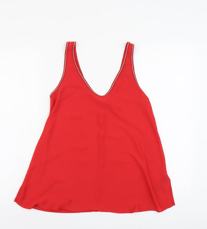 Marks & Spencer Womens Red Polyester Basic Tank Size 8 V-Neck