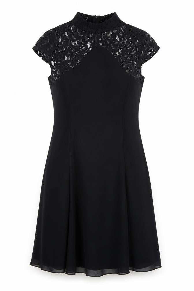 Boohoo Womens Black Polyester A-Line Size 10 High Neck Zip