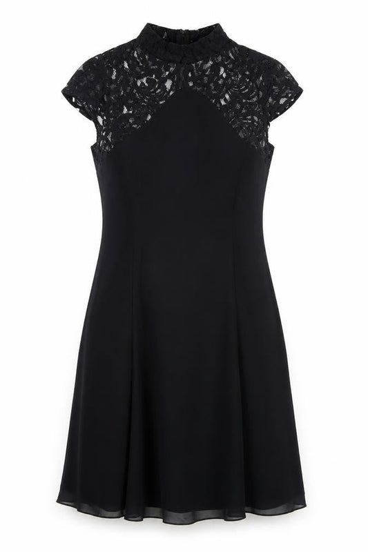 Boohoo Womens Black Polyester A-Line Size 10 High Neck Zip
