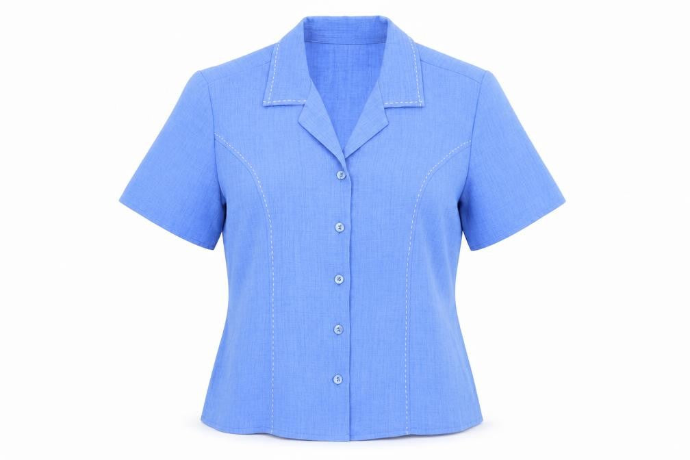 Berkertex Womens Blue Polyester Basic Button-Up Size 12 Collared