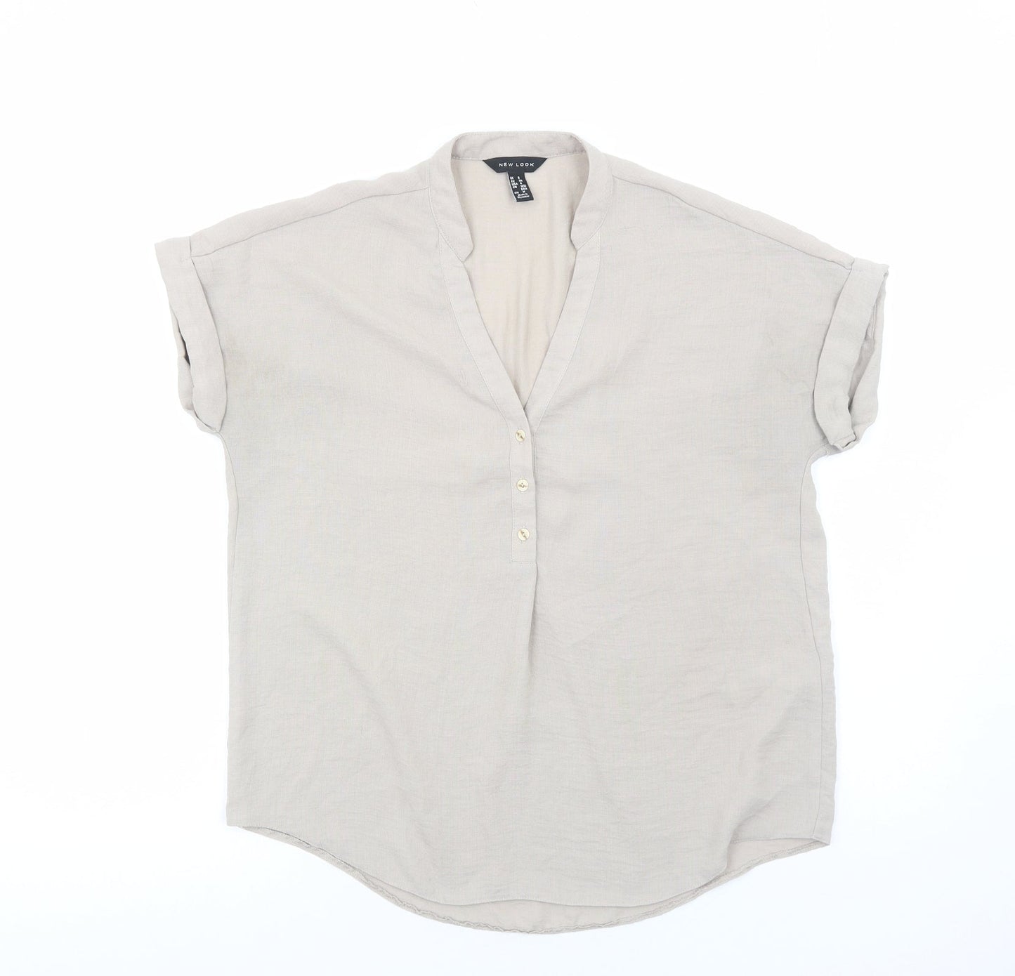 New Look Womens Brown Polyester Basic Blouse Size 8 V-Neck