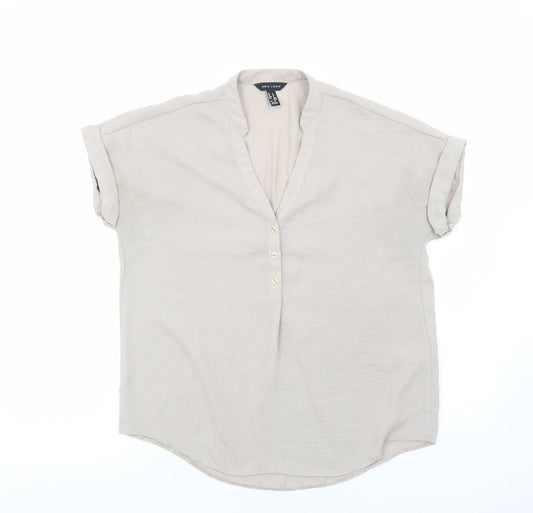 New Look Womens Brown Polyester Basic Blouse Size 8 V-Neck