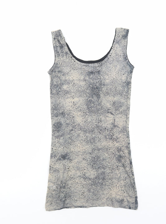 Cotton Point Womens Grey Cotton Tank Dress Size L Scoop Neck Pullover