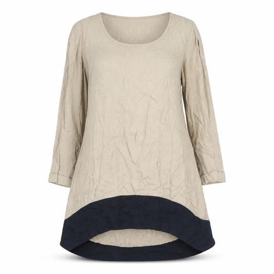 La Redoute Womens Brown Colourblock Polyester Trapeze & Swing Size 10 Scoop Neck Pullover