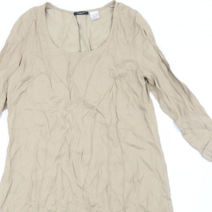 La Redoute Womens Brown Colourblock Polyester Trapeze & Swing Size 10 Scoop Neck Pullover