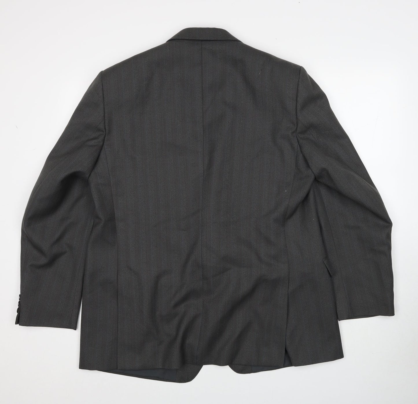 Preworn Mens Grey Striped Wool Jacket Suit Jacket Size 44 Regular