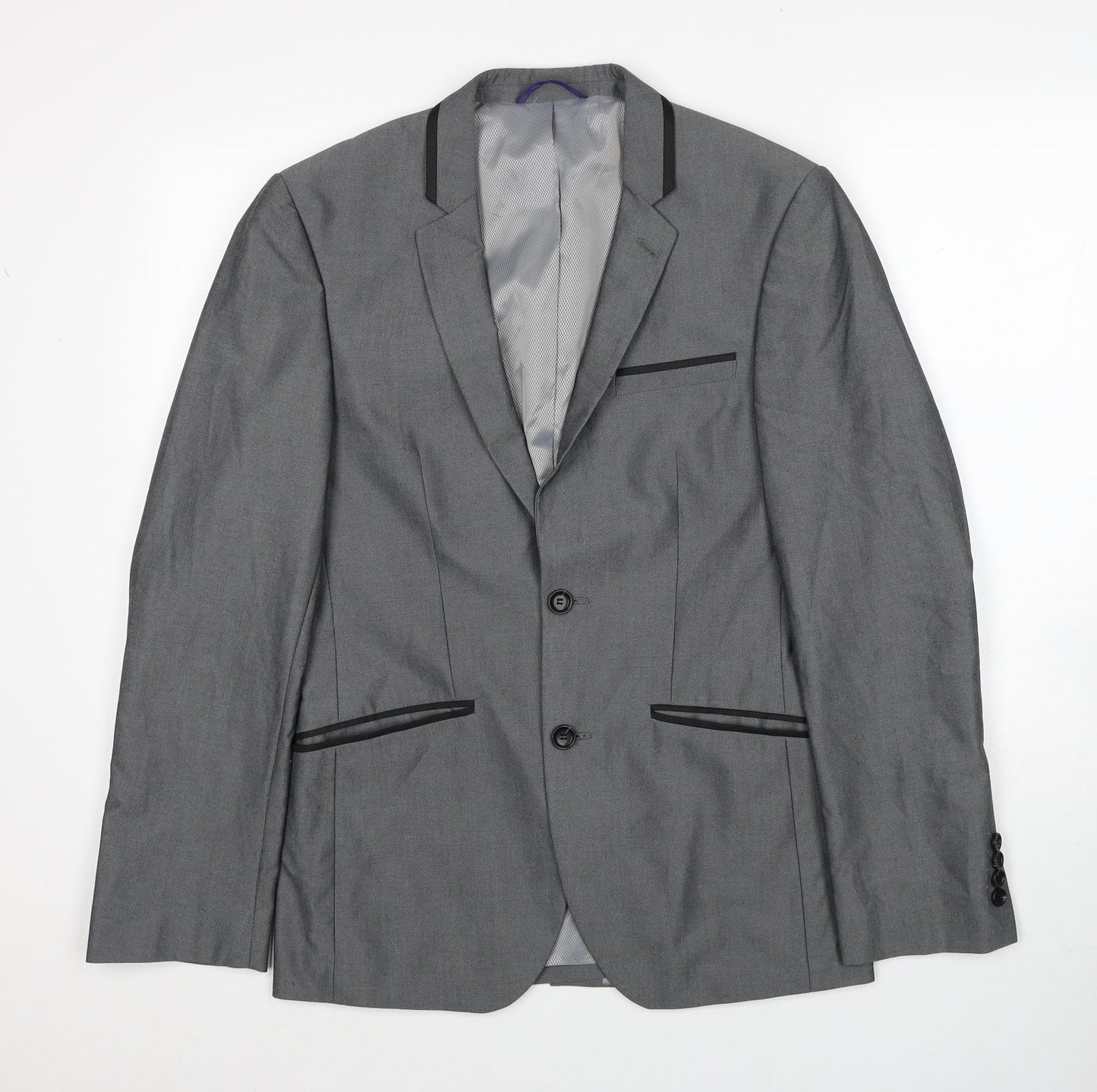 Burton Mens Grey Polyester Jacket Suit Jacket Size 36 Regular