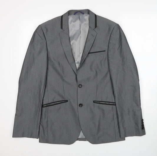 Burton Mens Grey Polyester Jacket Suit Jacket Size 36 Regular