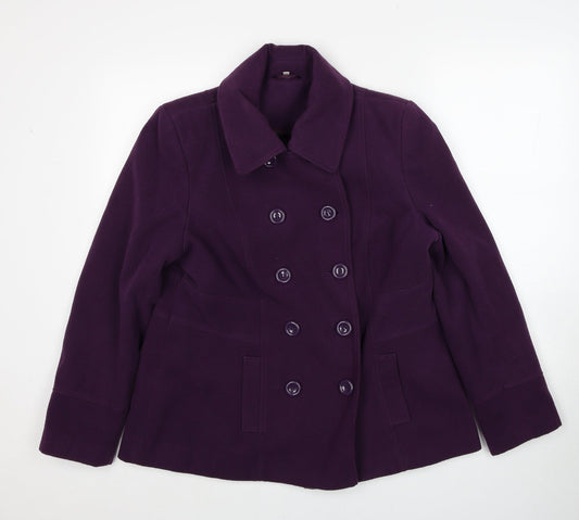 EWM Womens Purple Overcoat Jacket Size 16 Button