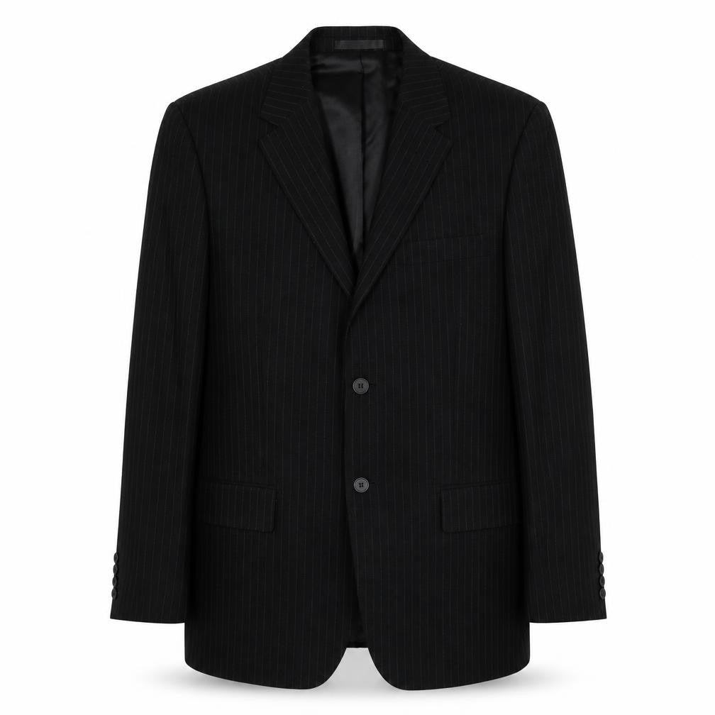 Butler & Webb Mens Black Striped Polyester Jacket Suit Jacket Size 36 Regular