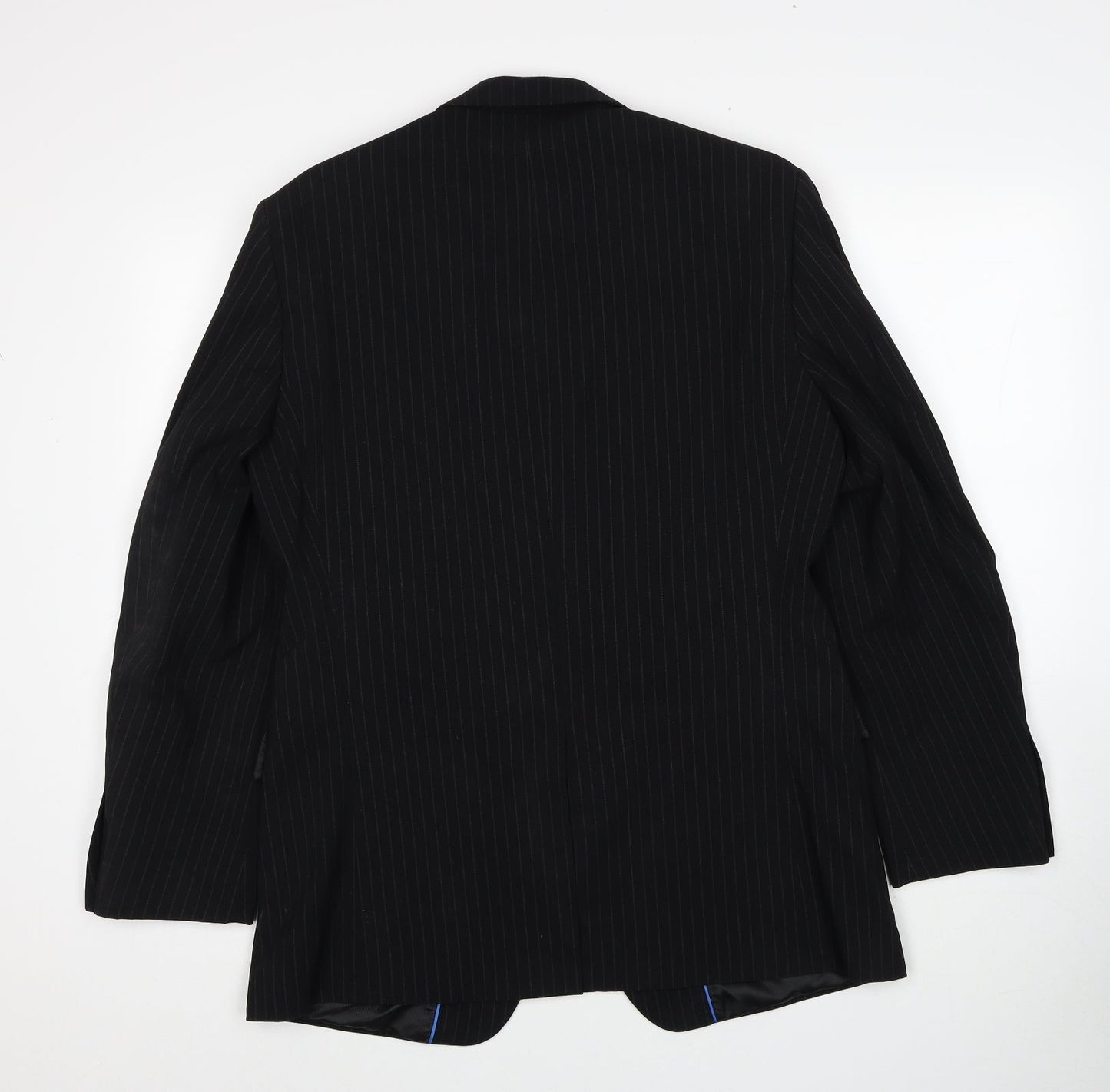 Butler & Webb Mens Black Striped Polyester Jacket Suit Jacket Size 36 Regular