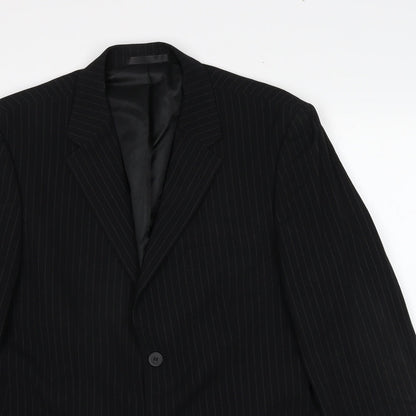 Butler & Webb Mens Black Striped Polyester Jacket Suit Jacket Size 36 Regular