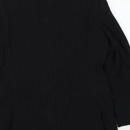 Butler & Webb Mens Black Striped Polyester Jacket Suit Jacket Size 36 Regular