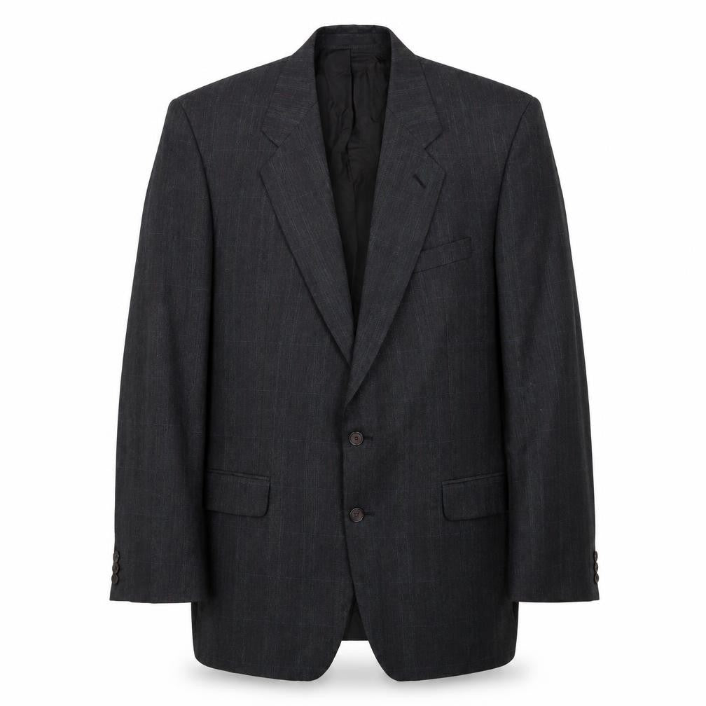 Marks & Spencer Mens Grey Plaid Polyester Jacket Suit Jacket Size 44 Regular