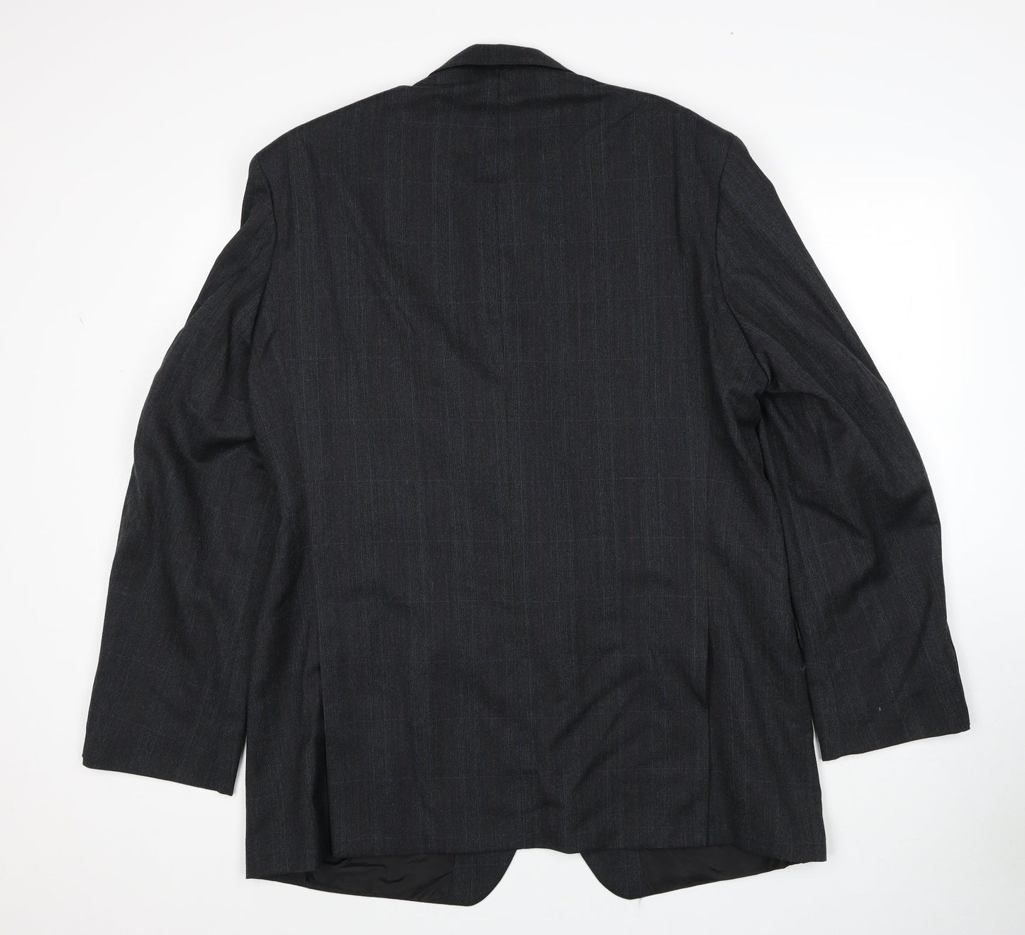 Marks and Spencer Mens Grey Plaid Polyester Jacket Suit Jacket Size 44 Regular