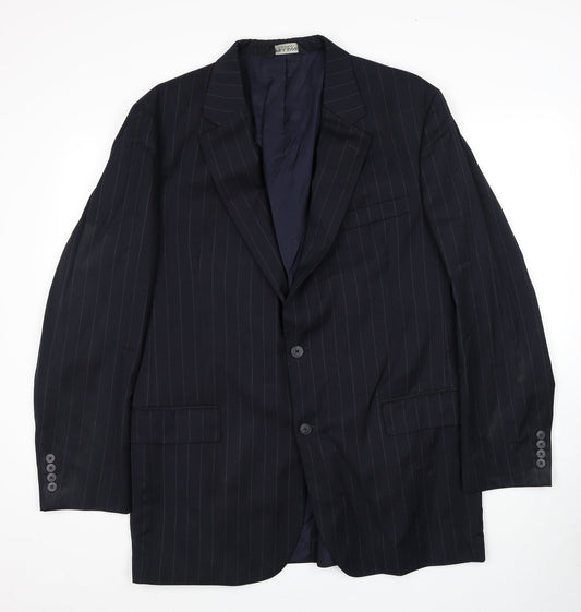 Jos. A. Bank Mens Black Striped Wool Jacket Suit Jacket Size 44 Regular