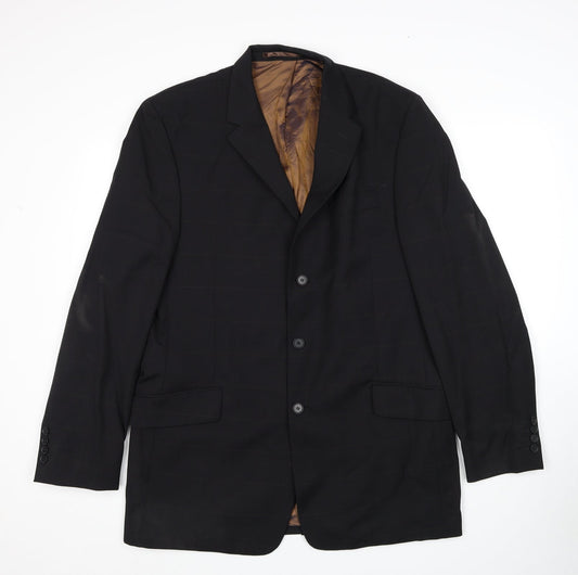 NEXT Mens Black Check Wool Jacket Suit Jacket Size 42 Regular