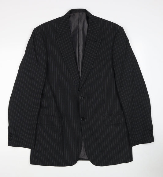 Marks and Spencer Mens Grey Striped Wool Jacket Blazer Size M Regular