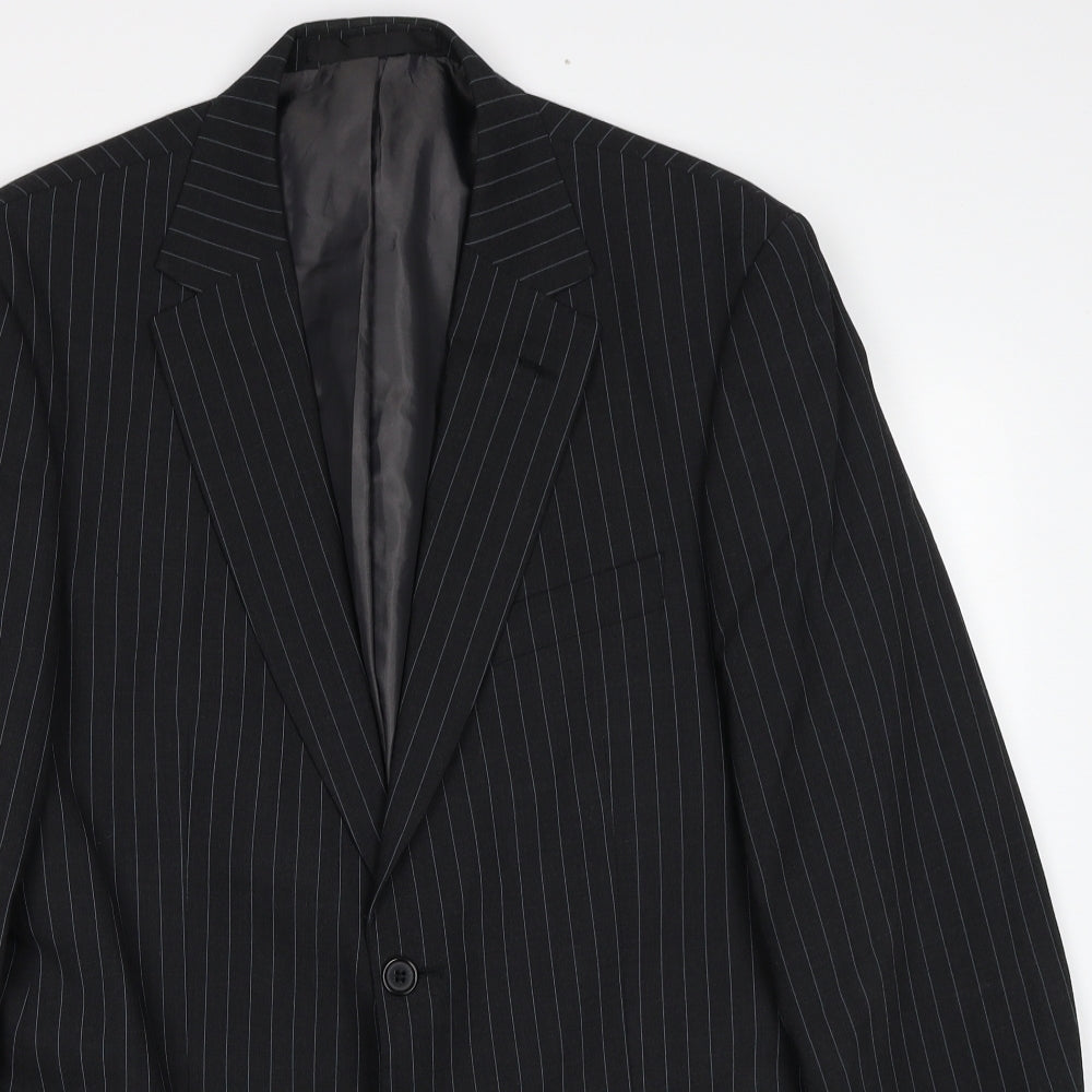 Marks and Spencer Mens Grey Striped Wool Jacket Blazer Size M Regular