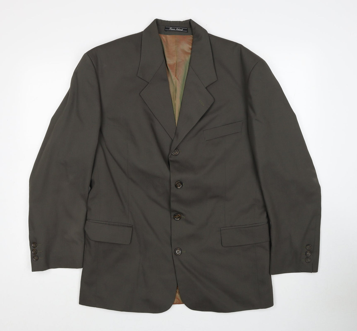 River Island Mens Grey Polyester Jacket Suit Jacket Size 38 Regular
