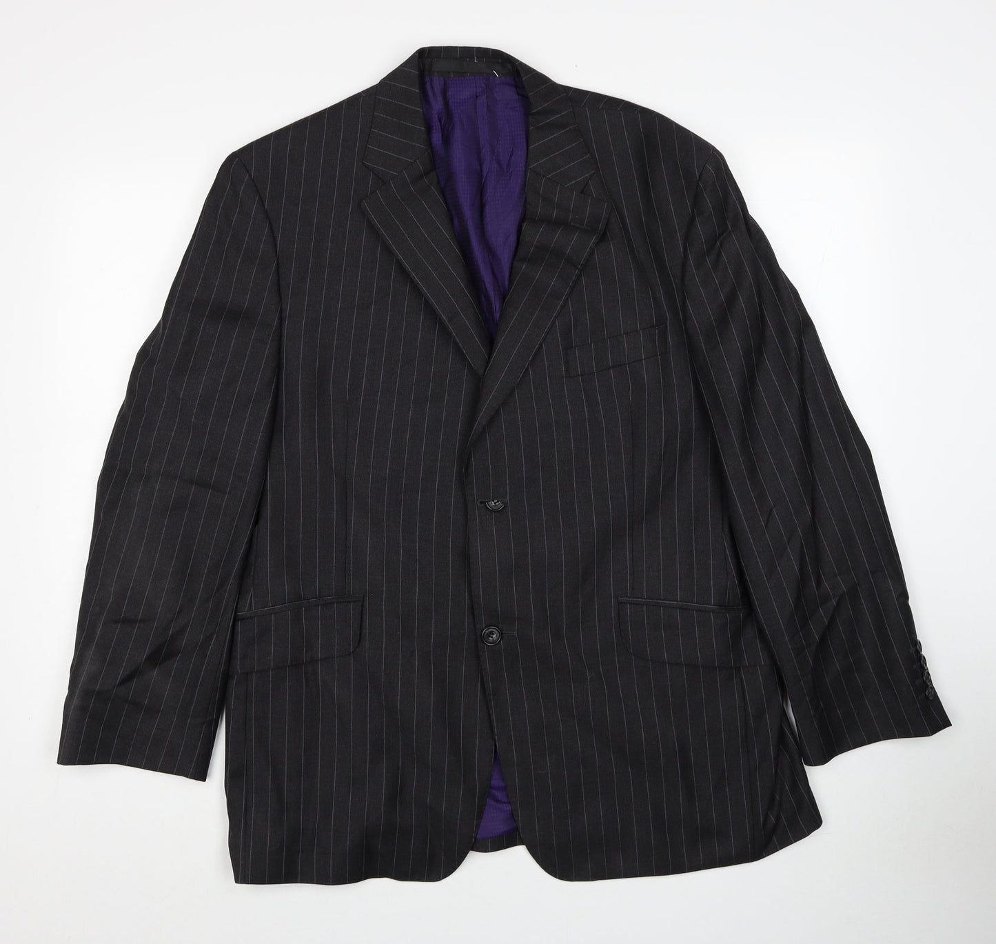 Marks and Spencer Mens Grey Striped Wool Jacket Suit Jacket Size 42 Regular
