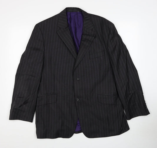 Marks and Spencer Mens Grey Striped Wool Jacket Suit Jacket Size 42 Regular