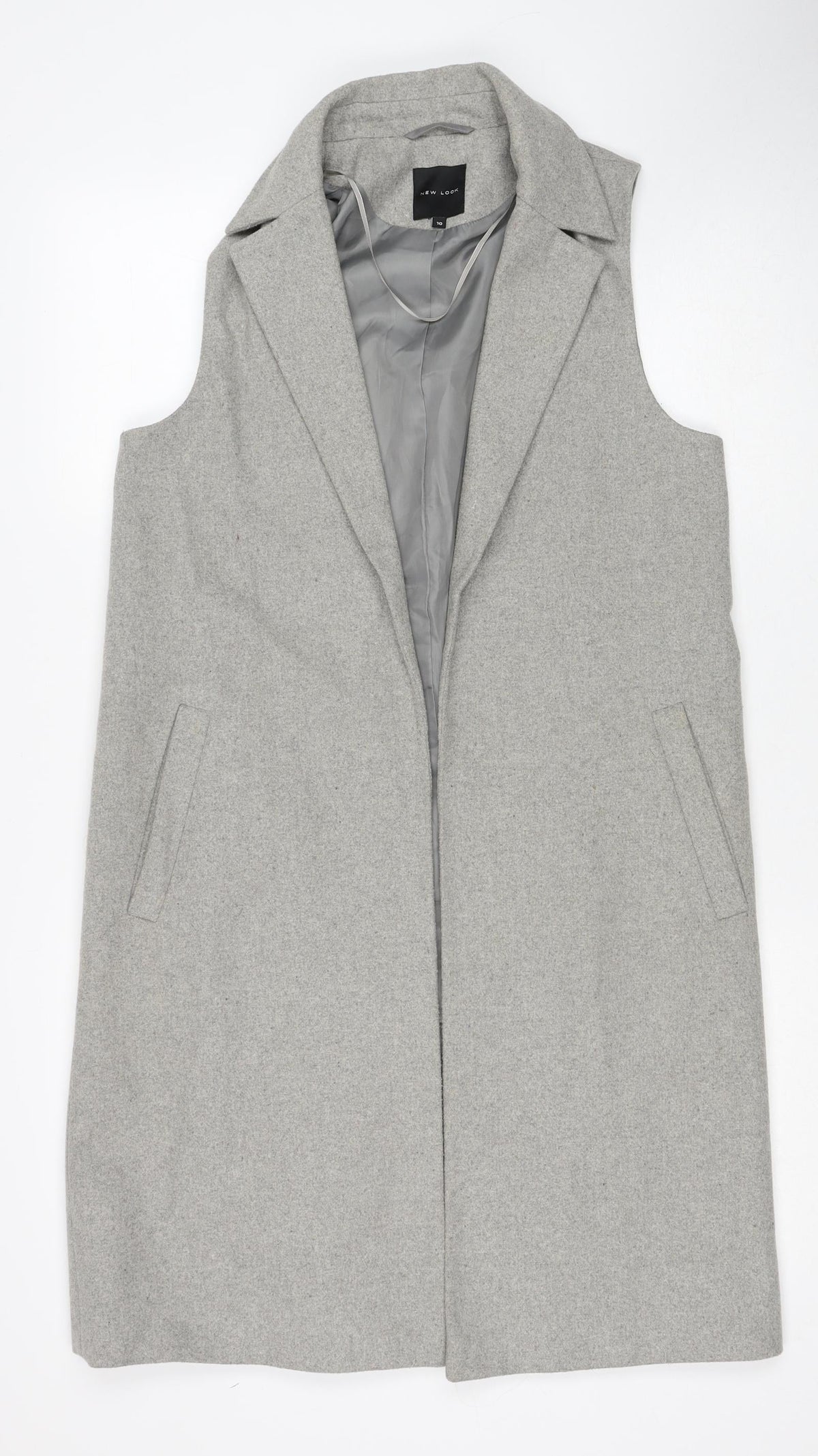 New Look Womens Grey Overcoat Blazer Size 10