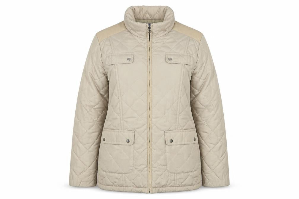Autonomy Womens Beige Quilted Jacket Size 14 Zip