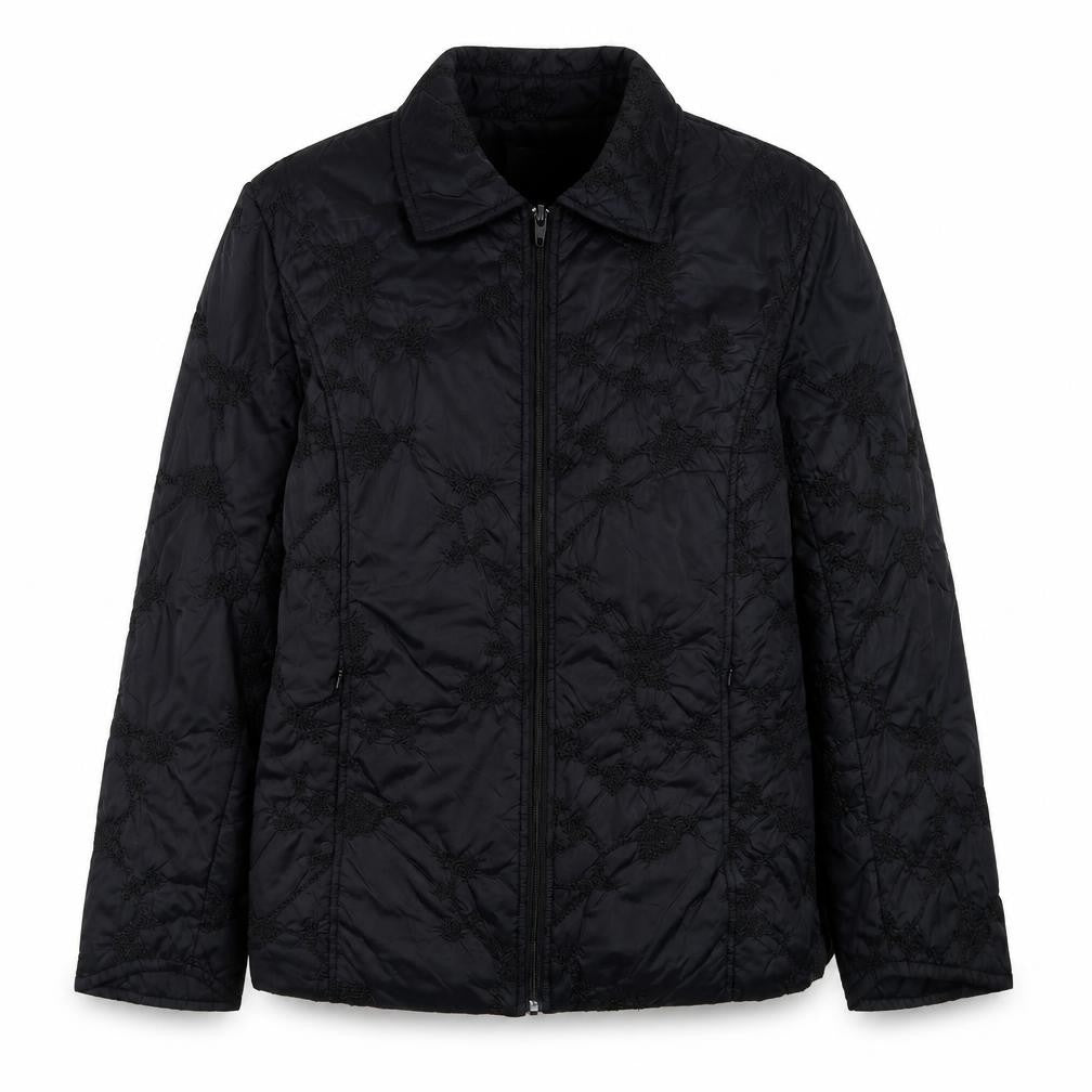 Intown Womens Black Geometric Jacket Size L Zip