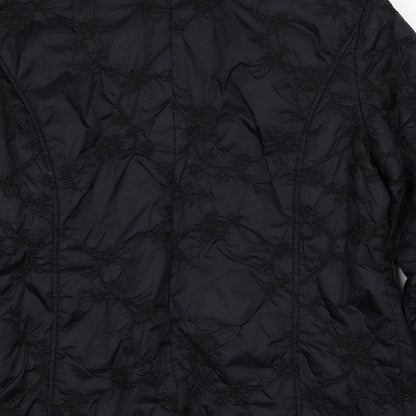 Intown Womens Black Geometric Jacket Size L Zip