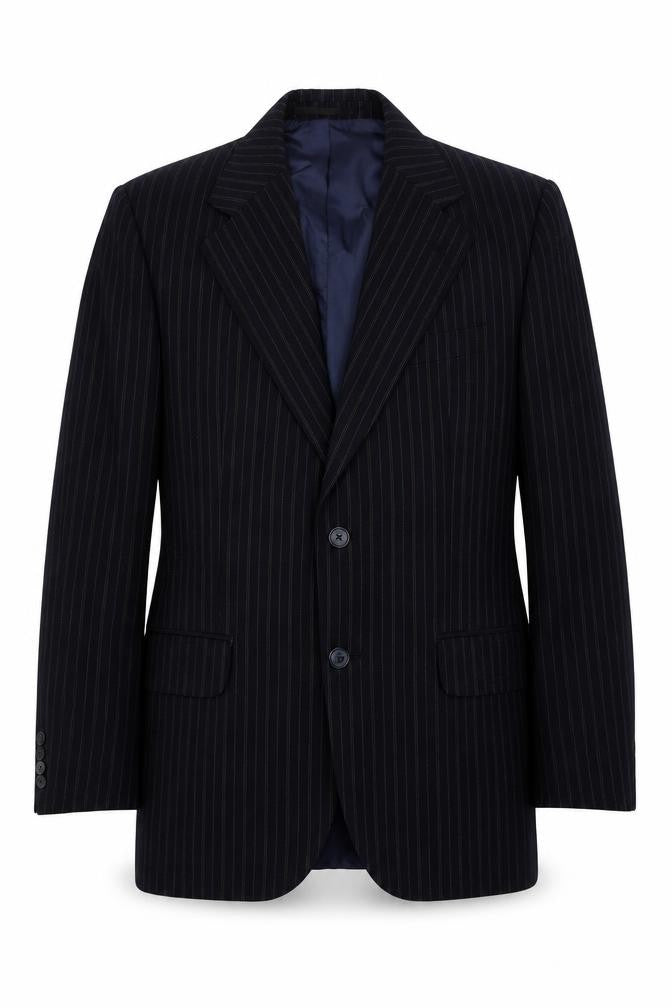 Rex Trueform International Mens Blue Striped Wool Jacket Suit Jacket Size 36 Regular