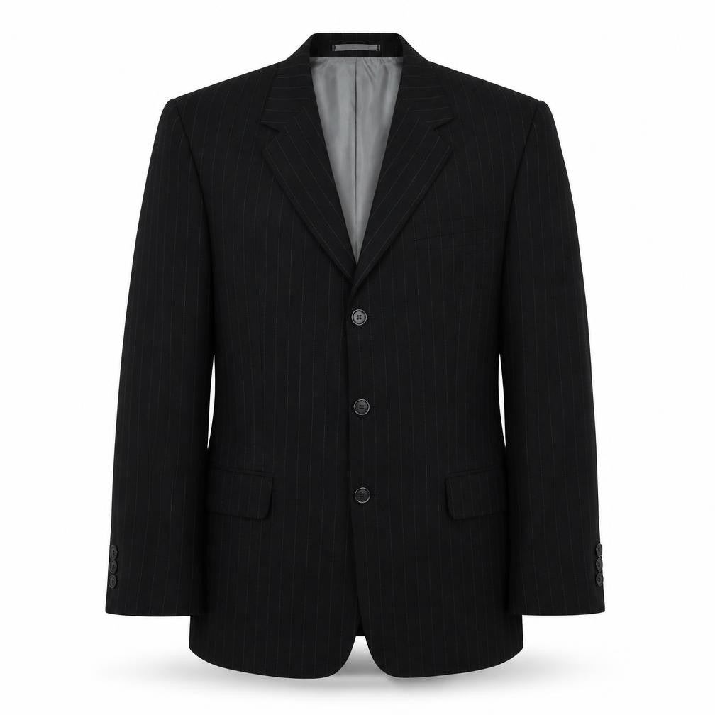 Taylor & Reece Mens Black Striped Polyester Jacket Suit Jacket Size 40 Regular
