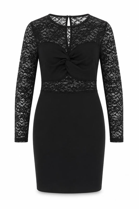 Miss Selfridge Womens Black Polyester Pencil Dress Size 10 Round Neck Button