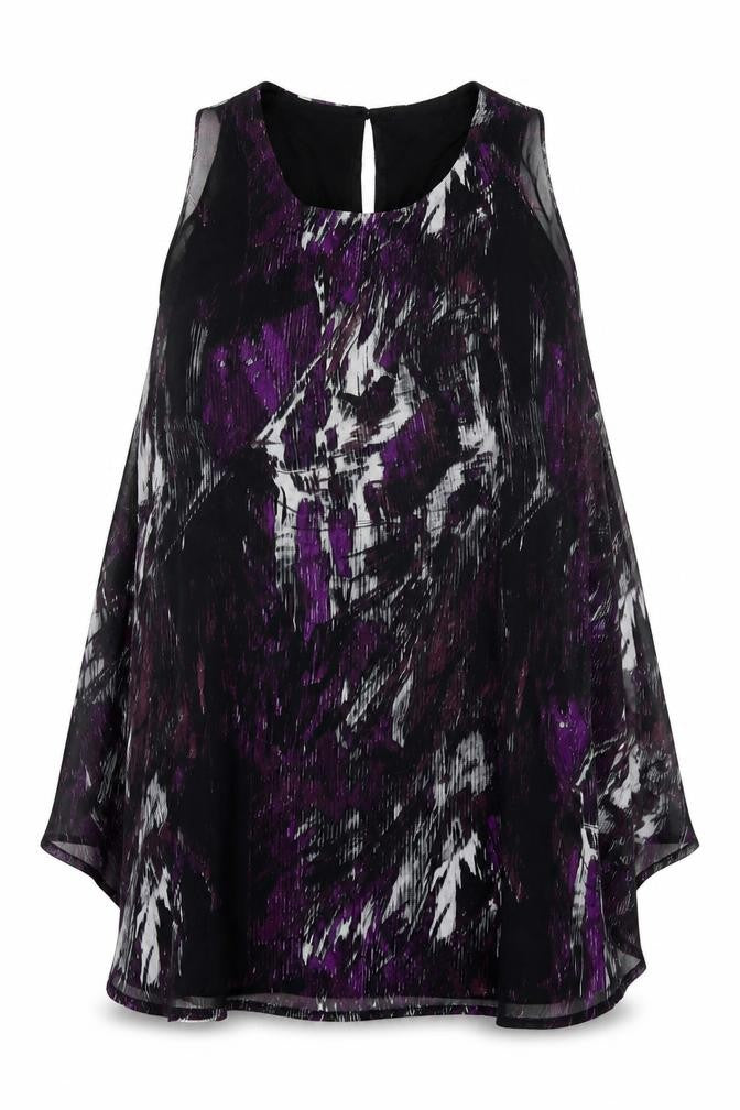 Papaya Womens Purple Polyester Shift Size 12 Scoop Neck Button