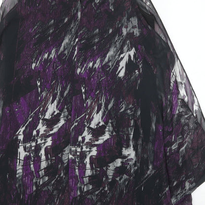 Papaya Womens Purple Polyester Shift Size 12 Scoop Neck Button