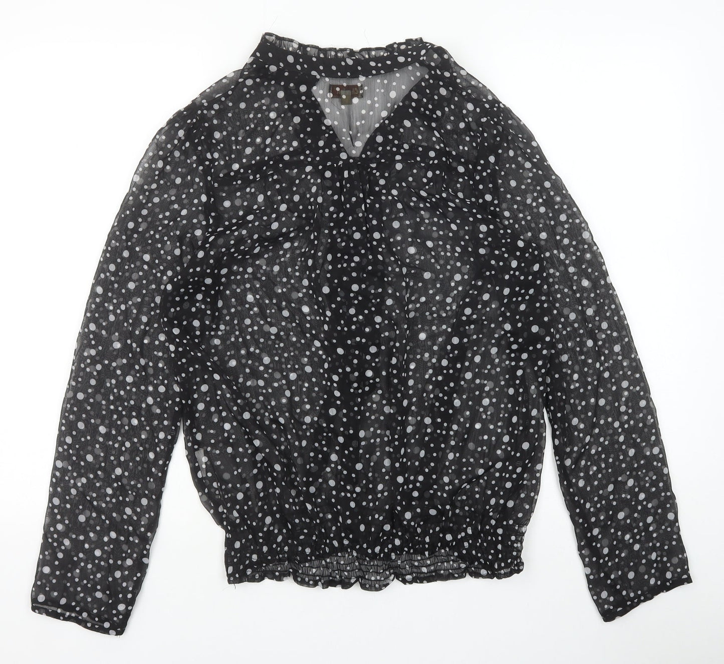 Charbell Womens Black Polka Dot Polyester Basic Blouse Size M V-Neck