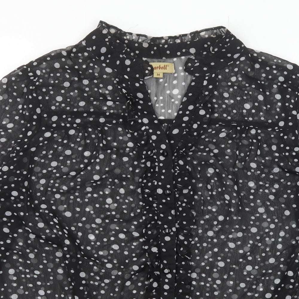 Charbell Womens Black Polka Dot Polyester Basic Blouse Size M V-Neck