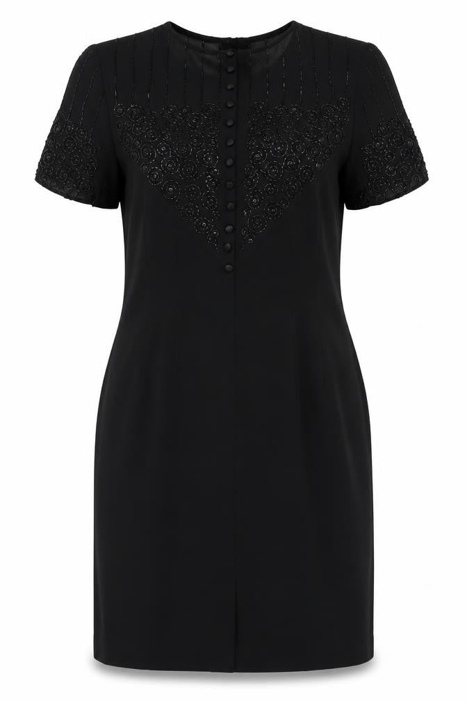 Donna Morgan Womens Black Polyester Sheath Size 8 Round Neck Zip