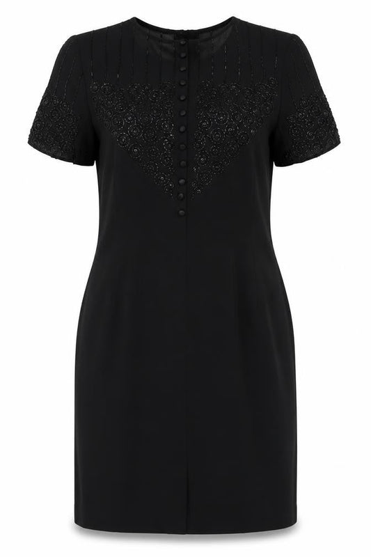 Donna Morgan Womens Black Polyester Sheath Size 8 Round Neck Zip