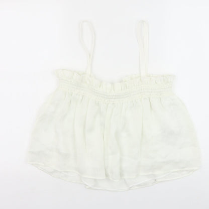 Mango Womens White Polyester Cropped Tank Size M Square Neck