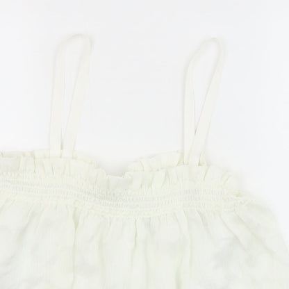 Mango Womens White Polyester Cropped Tank Size M Square Neck