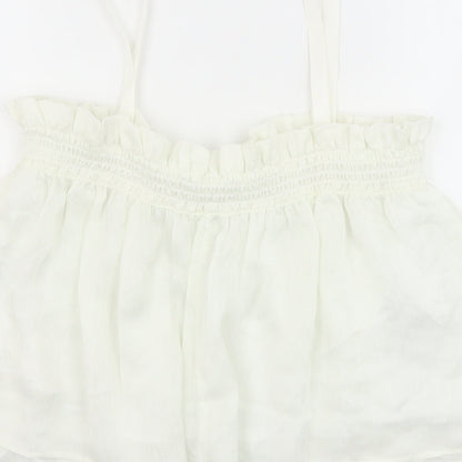 Mango Womens White Polyester Cropped Tank Size M Square Neck